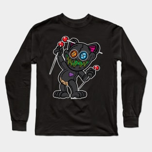 VooDoo Kitty Cat Doll, Charcoal Gray Long Sleeve T-Shirt